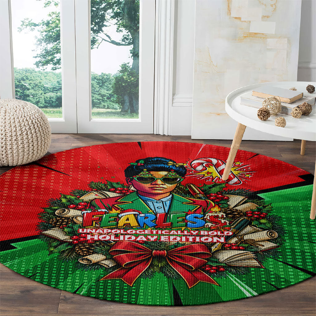 Ida B. Wells Fearless Round Carpet Festive Pop Art Comic Christmas