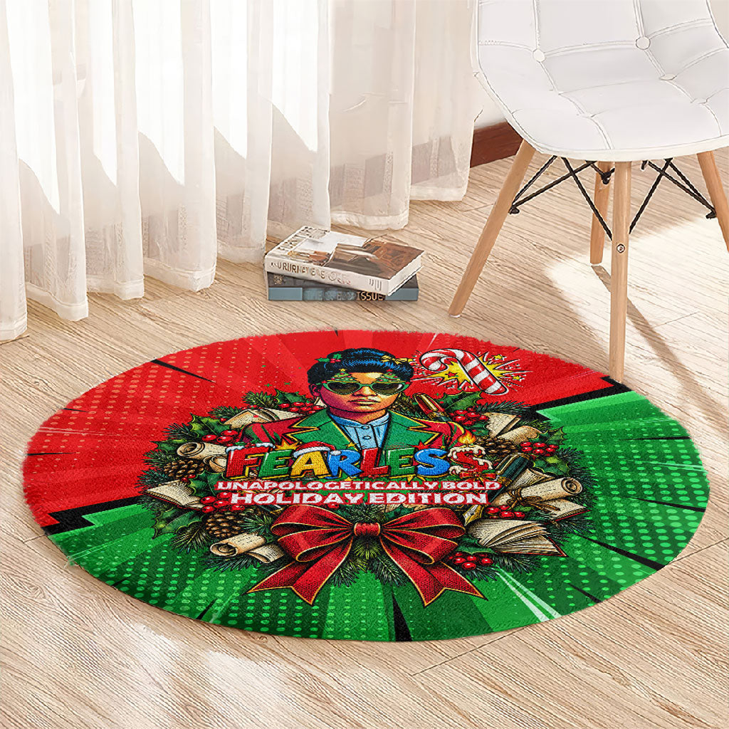 Ida B. Wells Fearless Round Carpet Festive Pop Art Comic Christmas