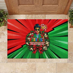 Ida B. Wells Fearless Rubber Doormat Festive Pop Art Comic Christmas