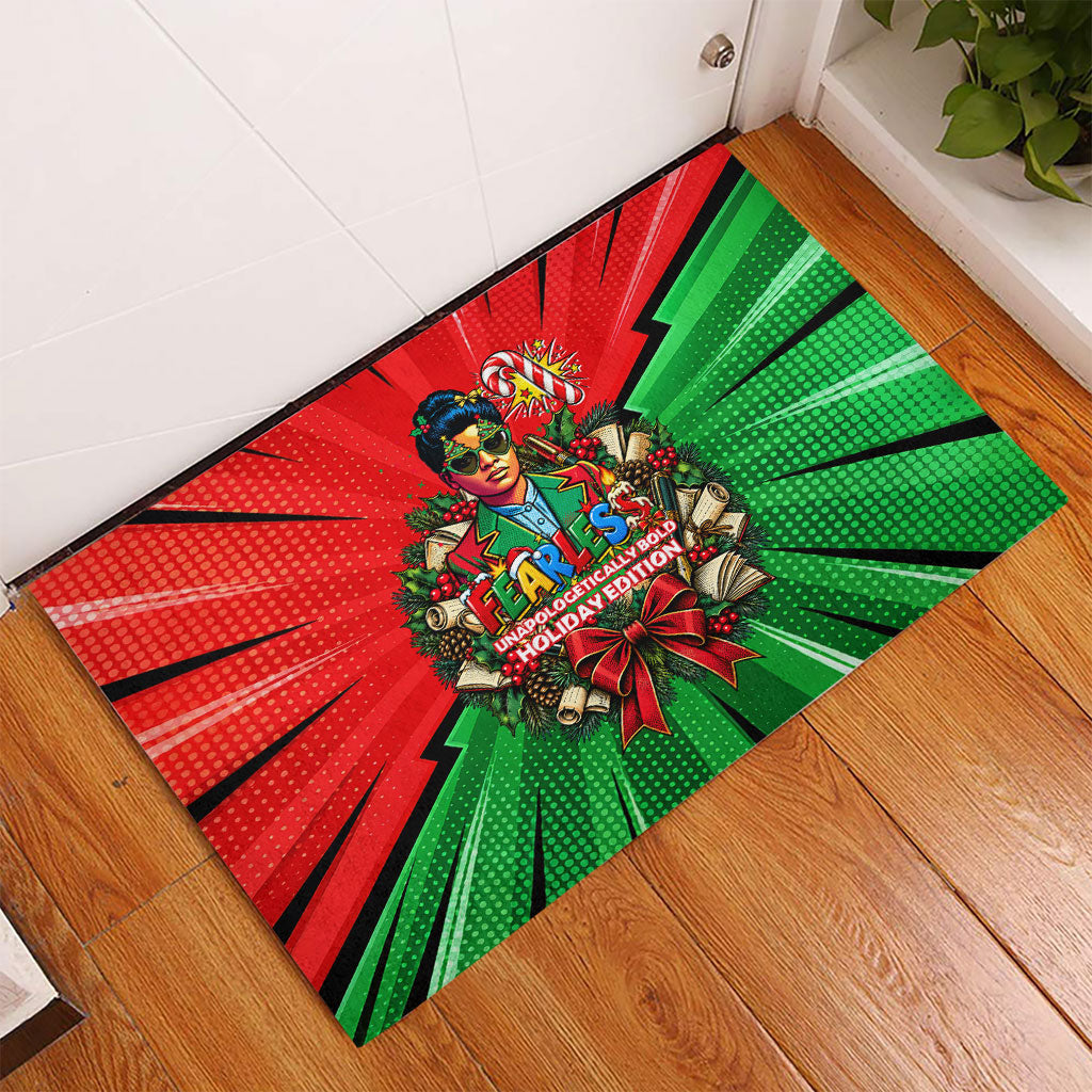 Ida B. Wells Fearless Rubber Doormat Festive Pop Art Comic Christmas