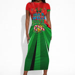 Ida B. Wells Fearless Short Sleeve Bodycon Dress Festive Pop Art Comic Christmas