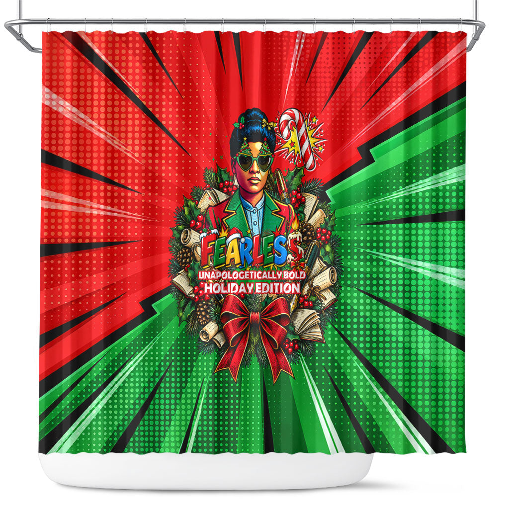 Ida B. Wells Fearless Shower Curtain Festive Pop Art Comic Christmas
