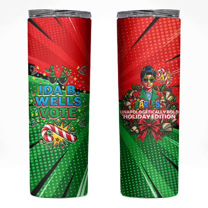 Ida B. Wells Fearless Skinny Tumbler Festive Pop Art Comic Christmas