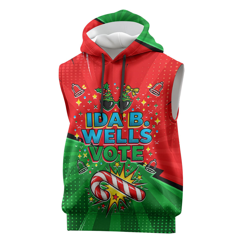 Ida B. Wells Fearless Sleeveless Hoodie Festive Pop Art Comic Christmas