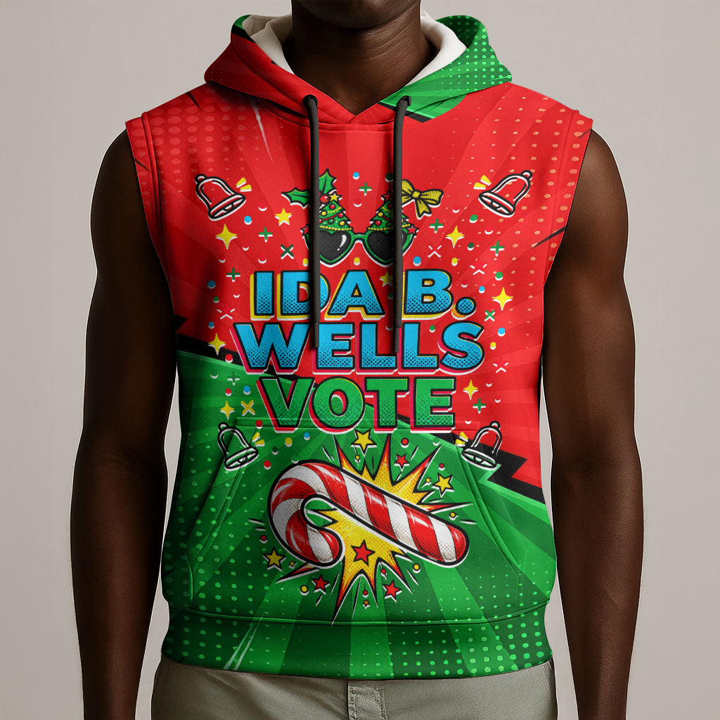 Ida B. Wells Fearless Sleeveless Hoodie Festive Pop Art Comic Christmas