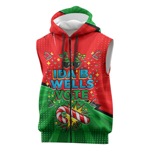 Ida B. Wells Fearless Sleeveless Zip Hoodie Festive Pop Art Comic Christmas