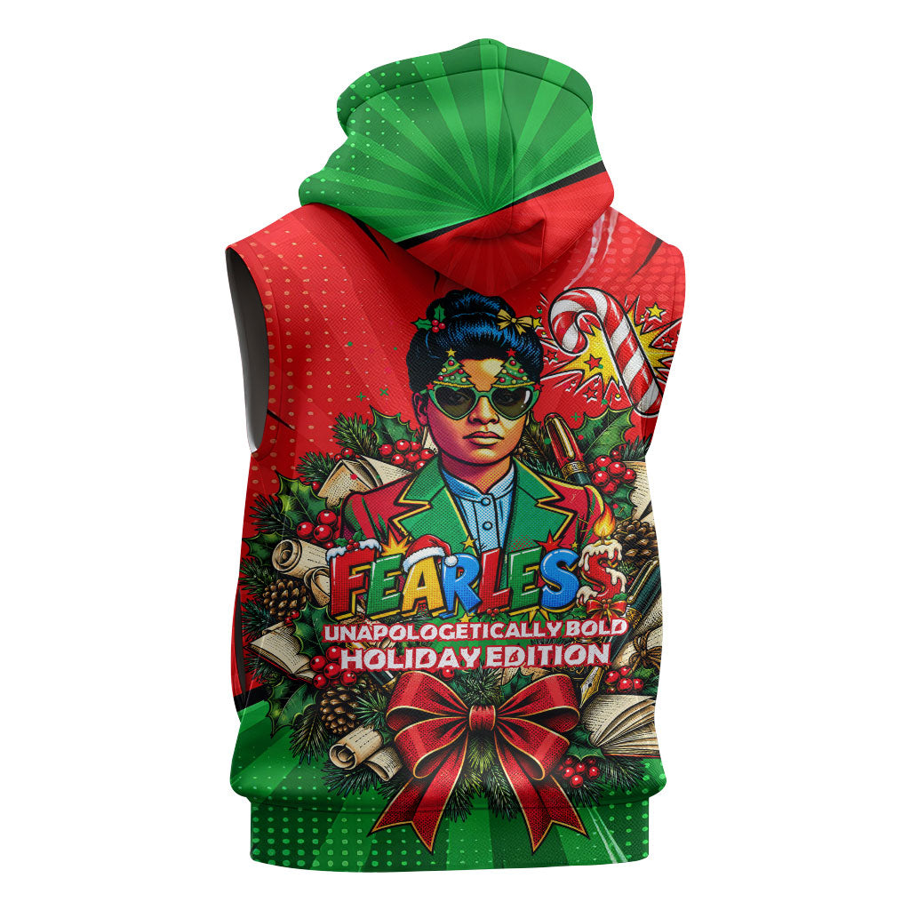 Ida B. Wells Fearless Sleeveless Zip Hoodie Festive Pop Art Comic Christmas