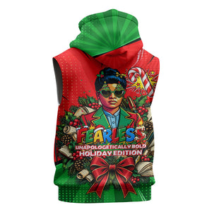 Ida B. Wells Fearless Sleeveless Zip Hoodie Festive Pop Art Comic Christmas