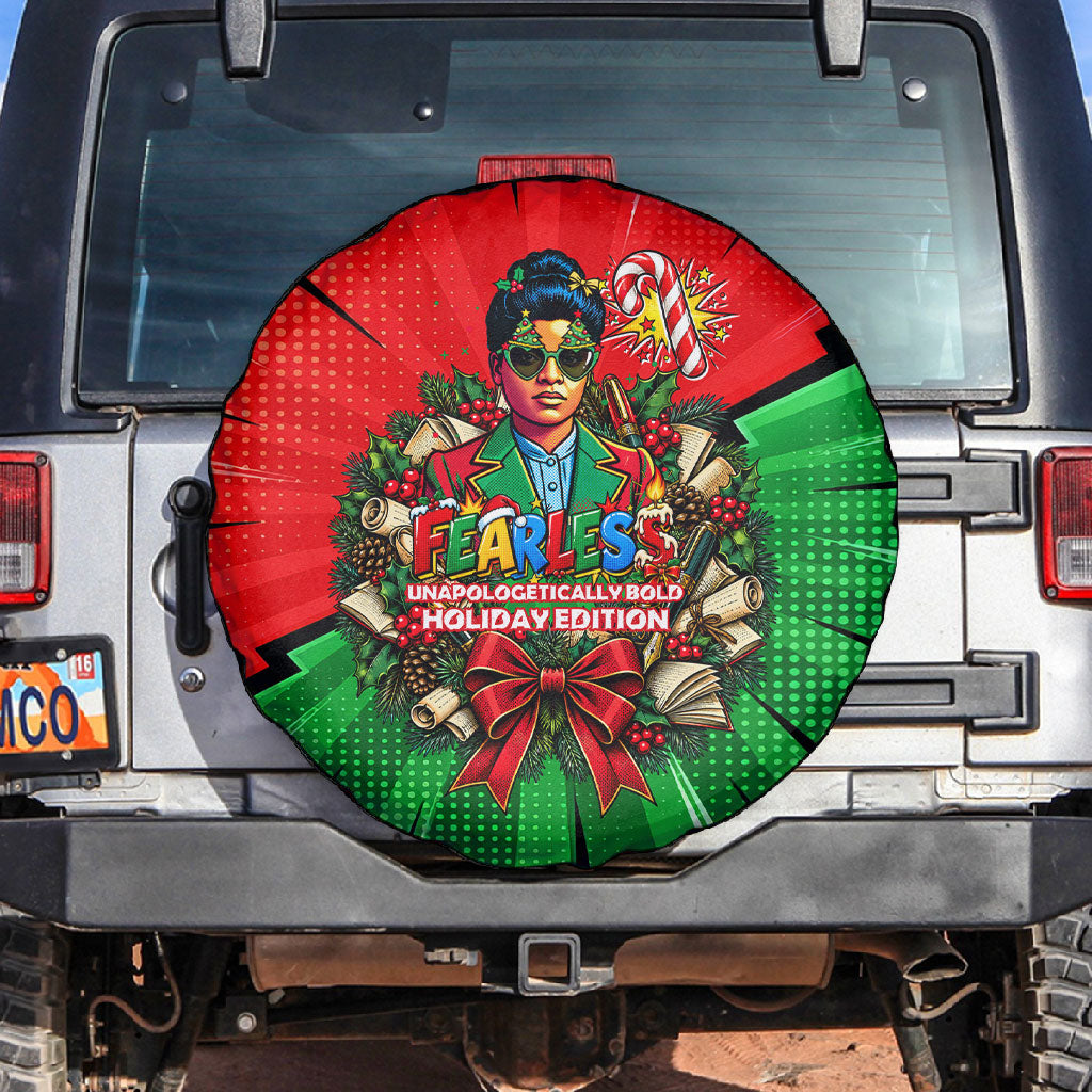 Ida B. Wells Fearless Spare Tire Cover Festive Pop Art Comic Christmas