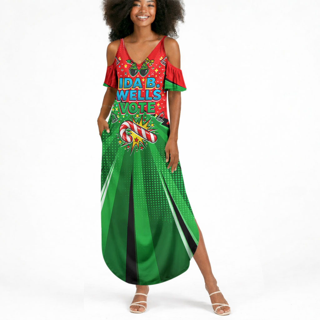 Ida B. Wells Fearless Summer Maxi Dress Festive Pop Art Comic Christmas