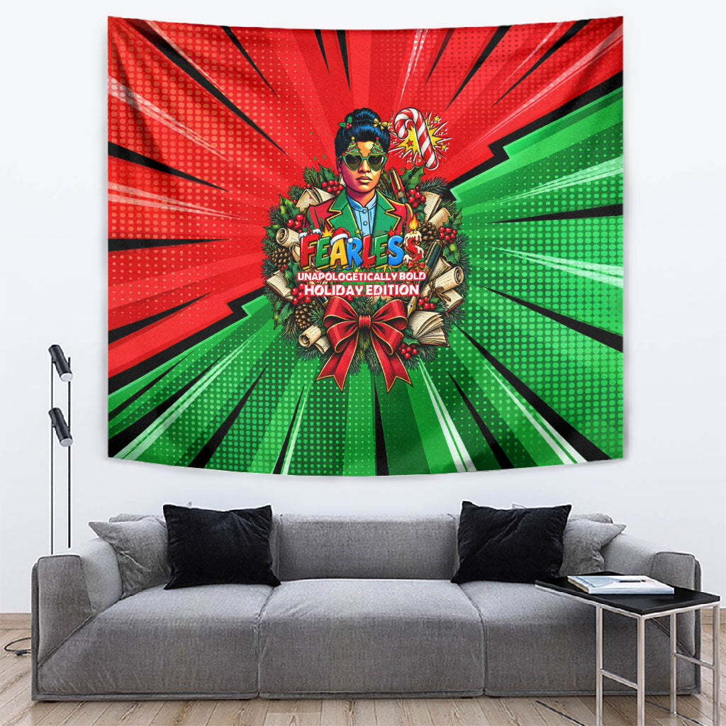 Ida B. Wells Fearless Tapestry Festive Pop Art Comic Christmas