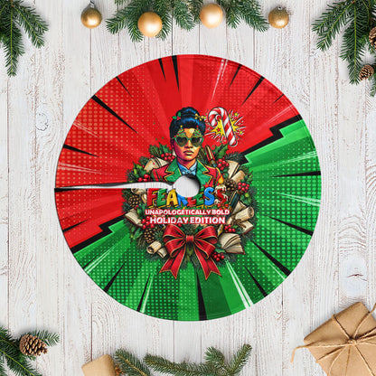 Ida B. Wells Fearless Tree Skirt Festive Pop Art Comic Christmas