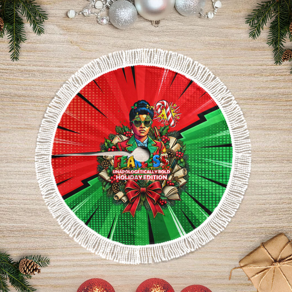 Ida B. Wells Fearless Tree Skirt Festive Pop Art Comic Christmas