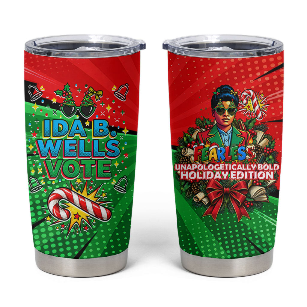 Ida B. Wells Fearless Tumbler Cup Festive Pop Art Comic Christmas