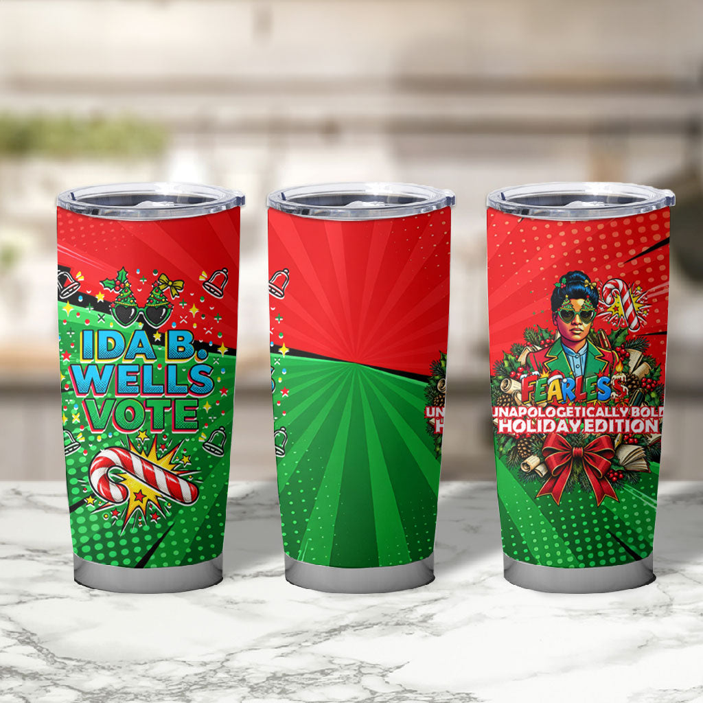 Ida B. Wells Fearless Tumbler Cup Festive Pop Art Comic Christmas
