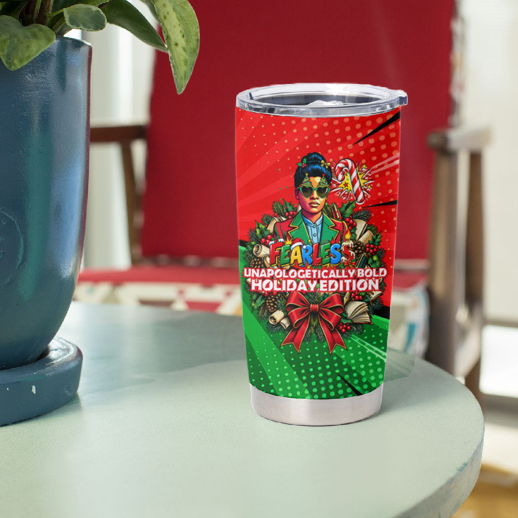 Ida B. Wells Fearless Tumbler Cup Festive Pop Art Comic Christmas