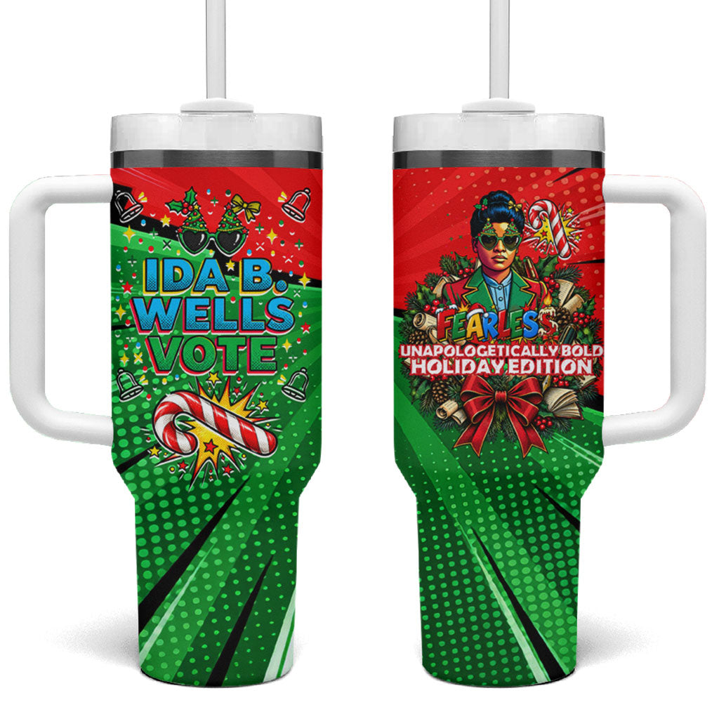 Ida B. Wells Fearless Tumbler With Handle Festive Pop Art Comic Christmas