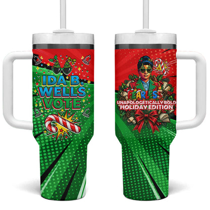 Ida B. Wells Fearless Tumbler With Handle Festive Pop Art Comic Christmas