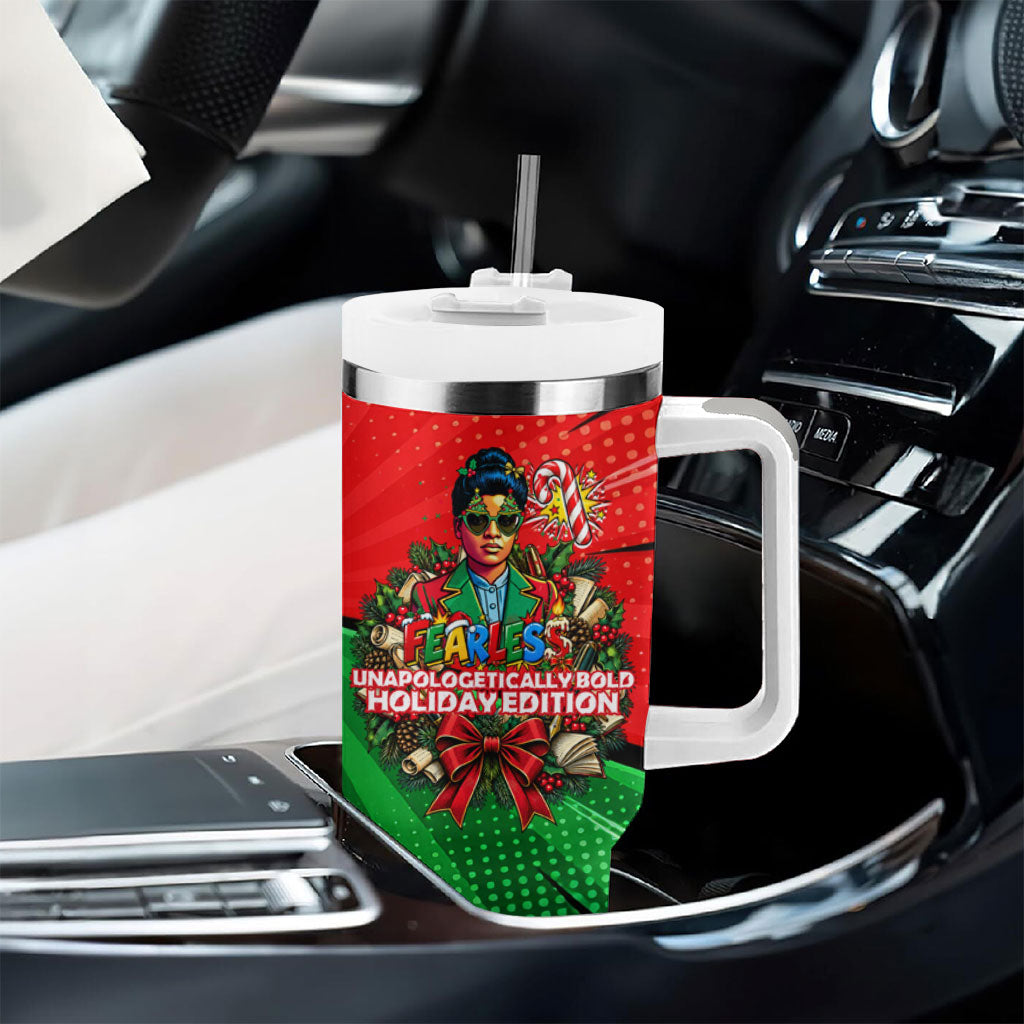 Ida B. Wells Fearless Tumbler With Handle Festive Pop Art Comic Christmas