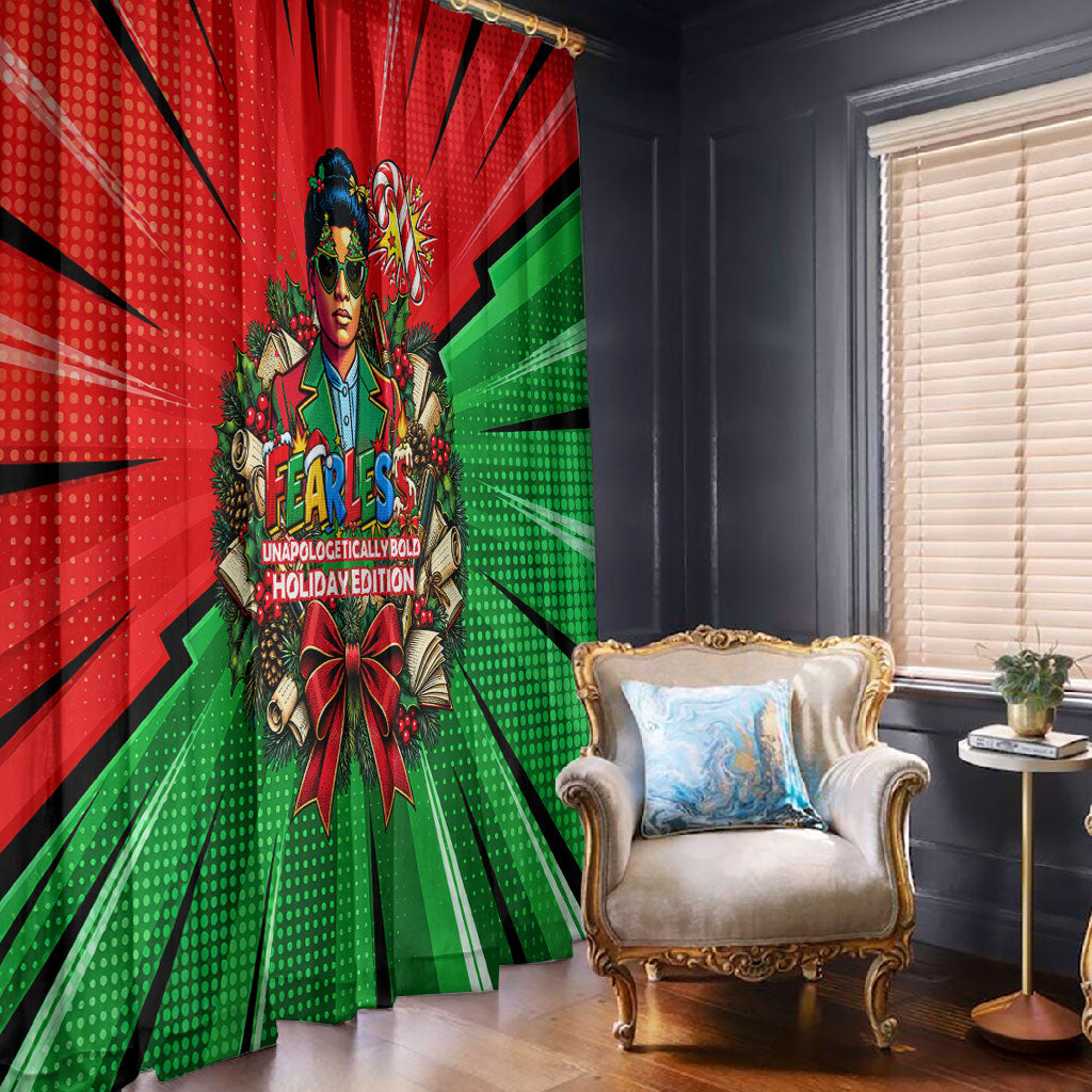 Ida B. Wells Fearless Window Curtain Festive Pop Art Comic Christmas
