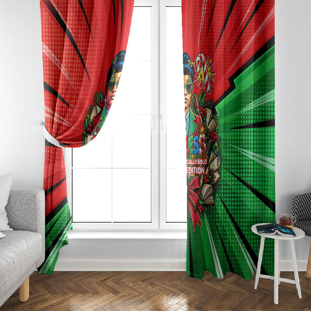 Ida B. Wells Fearless Window Curtain Festive Pop Art Comic Christmas