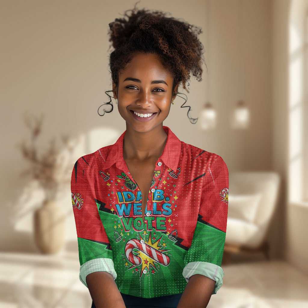 Ida B. Wells Fearless Women Casual Shirt Festive Pop Art Comic Christmas