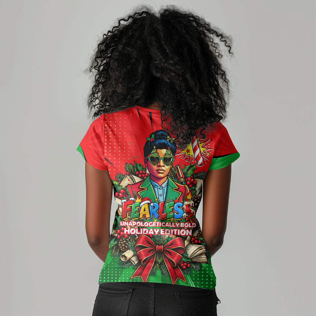 Ida B. Wells Fearless Women V-Neck T-Shirt Festive Pop Art Comic Christmas