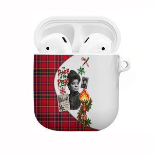 Ida B. Wells Power Of The Press Christmas AirPods Case Vintage Plaid Red Torch Holiday