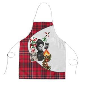 Ida B. Wells Power Of The Press Christmas Apron Vintage Plaid Red Torch Holiday