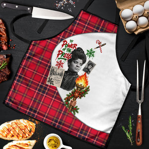 Ida B. Wells Power Of The Press Christmas Apron Vintage Plaid Red Torch Holiday