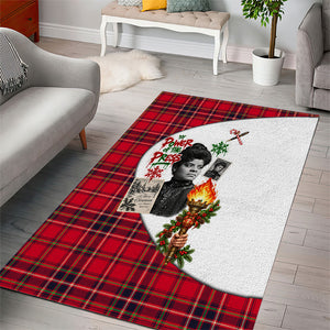 Ida B. Wells Power Of The Press Christmas Area Rug Vintage Plaid Red Torch Holiday