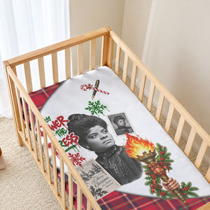 Ida B. Wells Power Of The Press Christmas Baby Bed Cover Vintage Plaid Red Torch Holiday