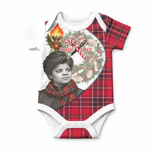 Ida B. Wells Power Of The Press Christmas Baby Onesie Vintage Plaid Red Torch Holiday