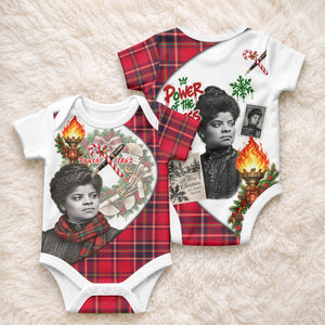Ida B. Wells Power Of The Press Christmas Baby Onesie Vintage Plaid Red Torch Holiday
