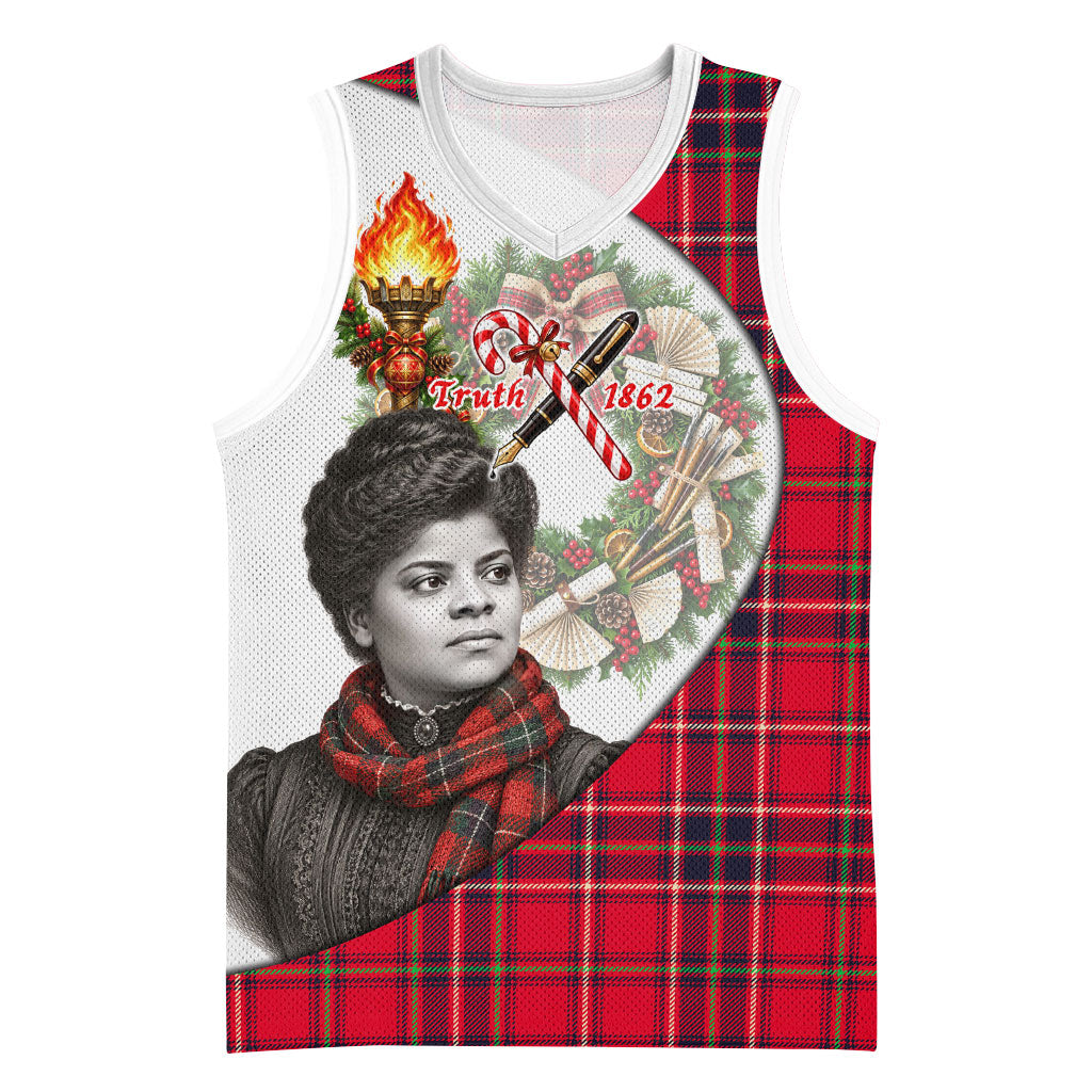 Ida B. Wells Power Of The Press Christmas Basketball Jersey Vintage Plaid Red Torch Holiday