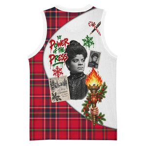 Ida B. Wells Power Of The Press Christmas Basketball Jersey Vintage Plaid Red Torch Holiday
