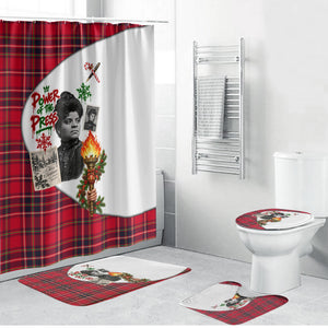 Ida B. Wells Power Of The Press Christmas Bathroom Set Vintage Plaid Red Torch Holiday