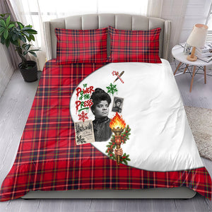 Ida B. Wells Power Of The Press Christmas Bedding Set Vintage Plaid Red Torch Holiday