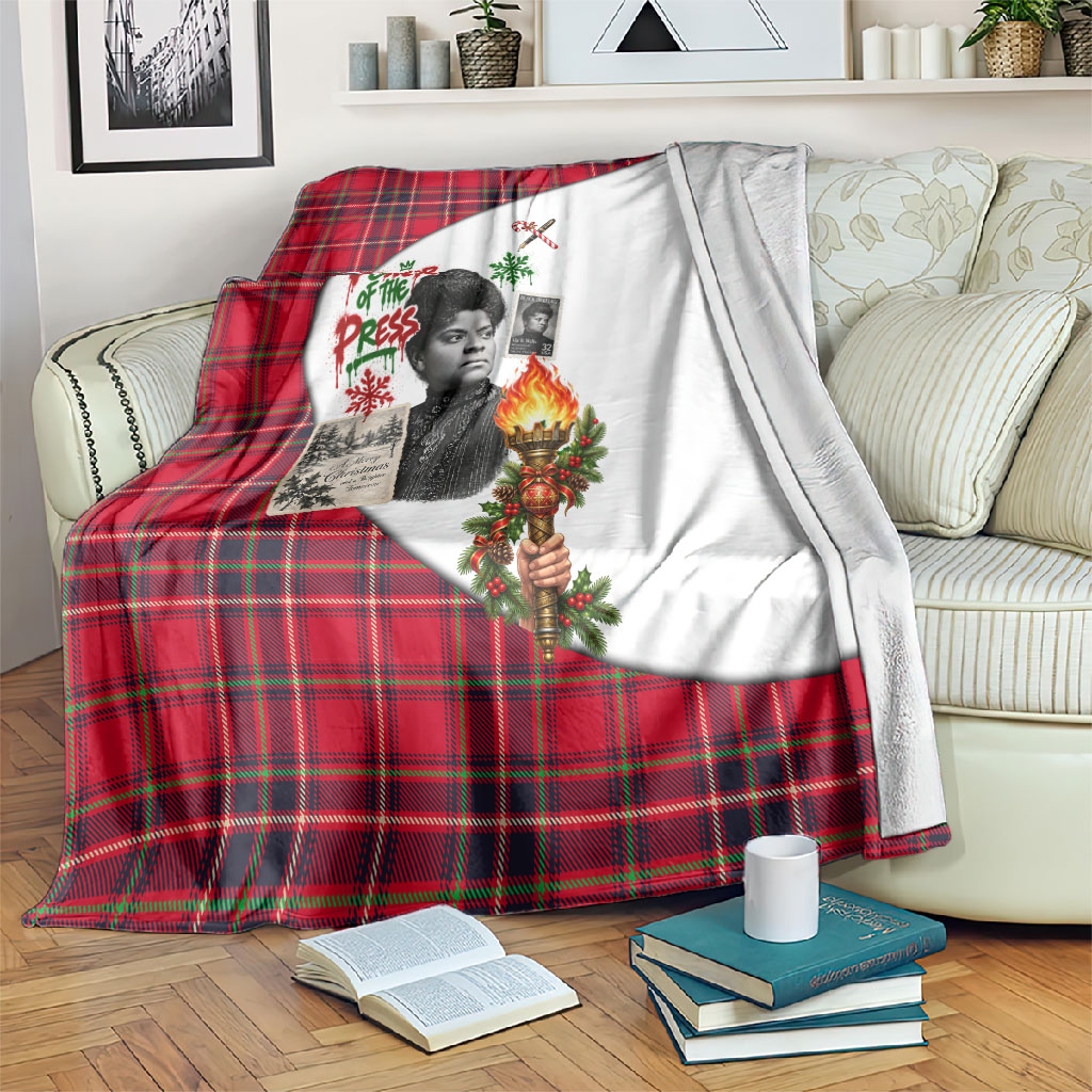 Ida B. Wells Power Of The Press Christmas Blanket Vintage Plaid Red Torch Holiday