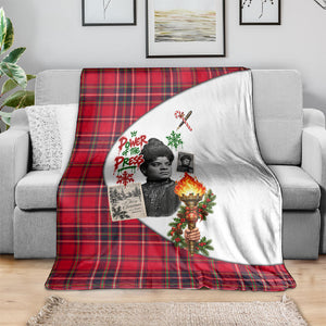 Ida B. Wells Power Of The Press Christmas Blanket Vintage Plaid Red Torch Holiday