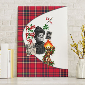 Ida B. Wells Power Of The Press Christmas Canvas Wall Art Vintage Plaid Red Torch Holiday