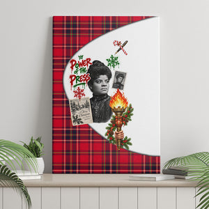 Ida B. Wells Power Of The Press Christmas Canvas Wall Art Vintage Plaid Red Torch Holiday