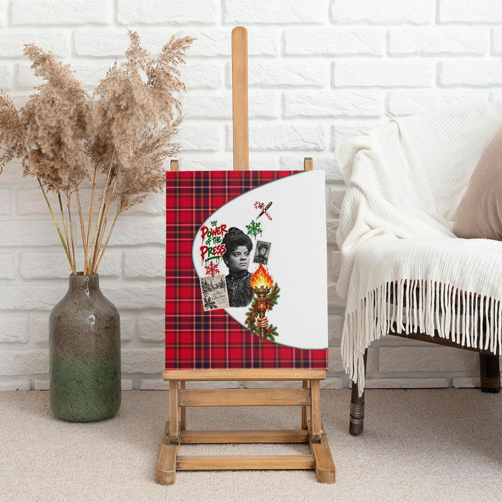 Ida B. Wells Power Of The Press Christmas Canvas Wall Art Vintage Plaid Red Torch Holiday