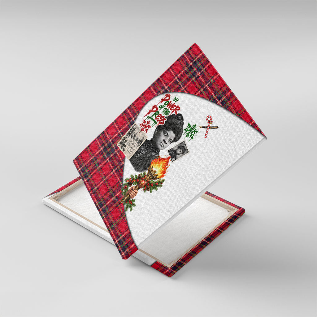 Ida B. Wells Power Of The Press Christmas Canvas Wall Art Vintage Plaid Red Torch Holiday