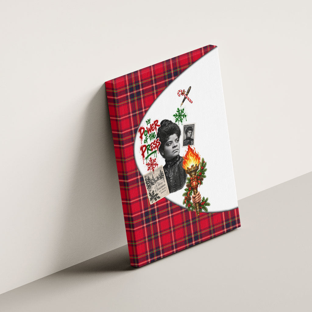 Ida B. Wells Power Of The Press Christmas Canvas Wall Art Vintage Plaid Red Torch Holiday
