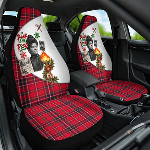 Ida B. Wells Power Of The Press Christmas Car Seat Cover Vintage Plaid Red Torch Holiday
