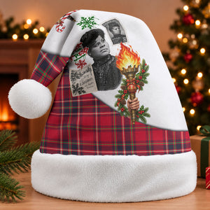 Ida B. Wells Power Of The Press Christmas Santa Hat Vintage Plaid Red Torch Holiday