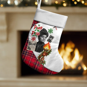 Ida B. Wells Power Of The Press Christmas Stocking Vintage Plaid Red Torch Holiday
