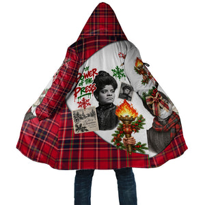 Ida B. Wells Power Of The Press Christmas Cloak Vintage Plaid Red Torch Holiday