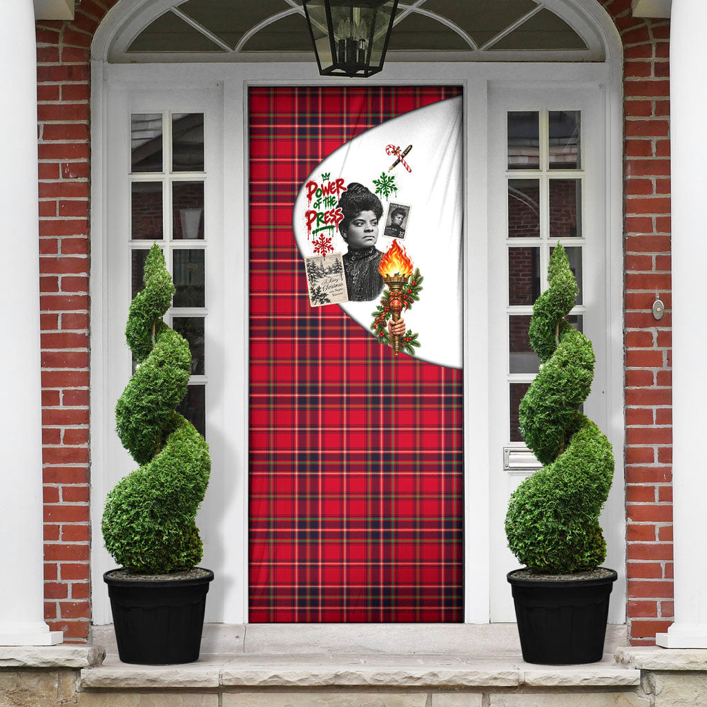 Ida B. Wells Power Of The Press Christmas Door Cover Vintage Plaid Red Torch Holiday